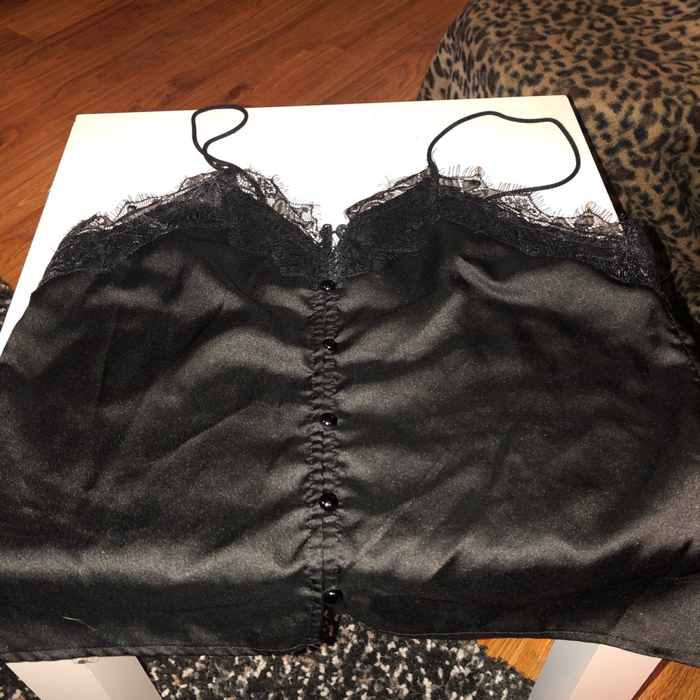 Black satin cami